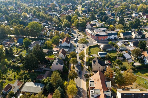 Eine Luftaufnahme des Ortsteil Schönow